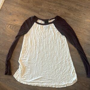 Two Tone Shirt - Cream and Burgundy Top